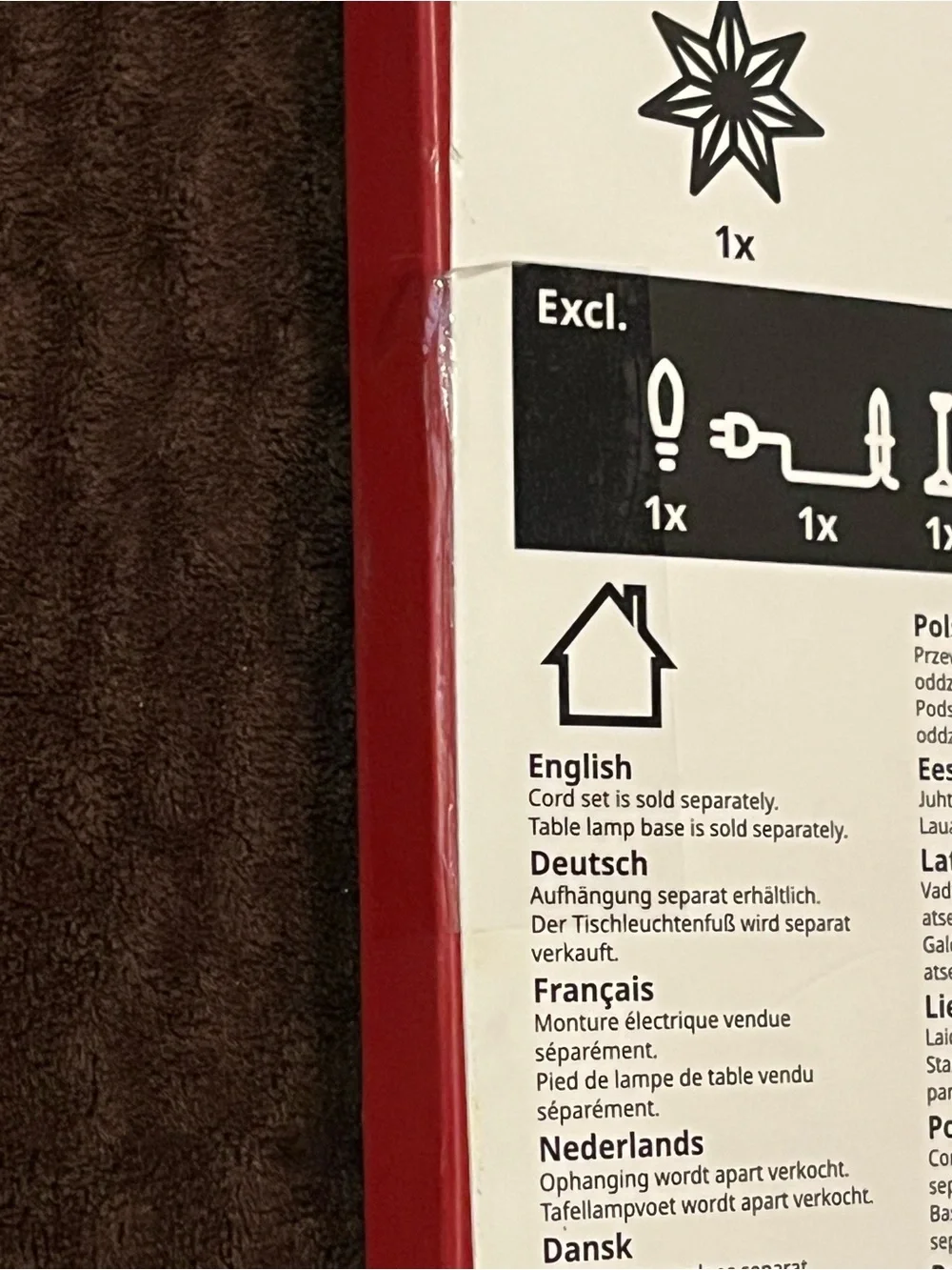IKEA STRALA Star Lamp Shade Red White 19”